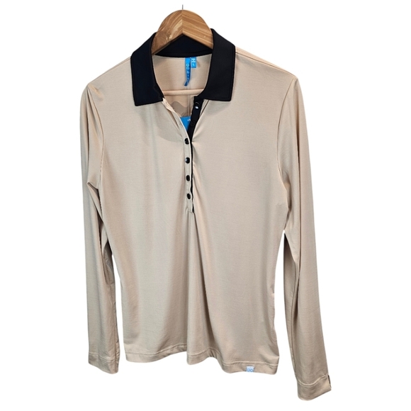 NWT GG Blue Susan Golf Polo Size Large Bronze Country Club Preppy Sporty Neutral - Picture 2 of 14